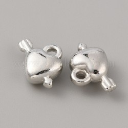 Pendentifs acryliques, breloques de coeur, platine, 10x12x5mm, Trou: 1.6mm(FIND-TAC0017-31I)